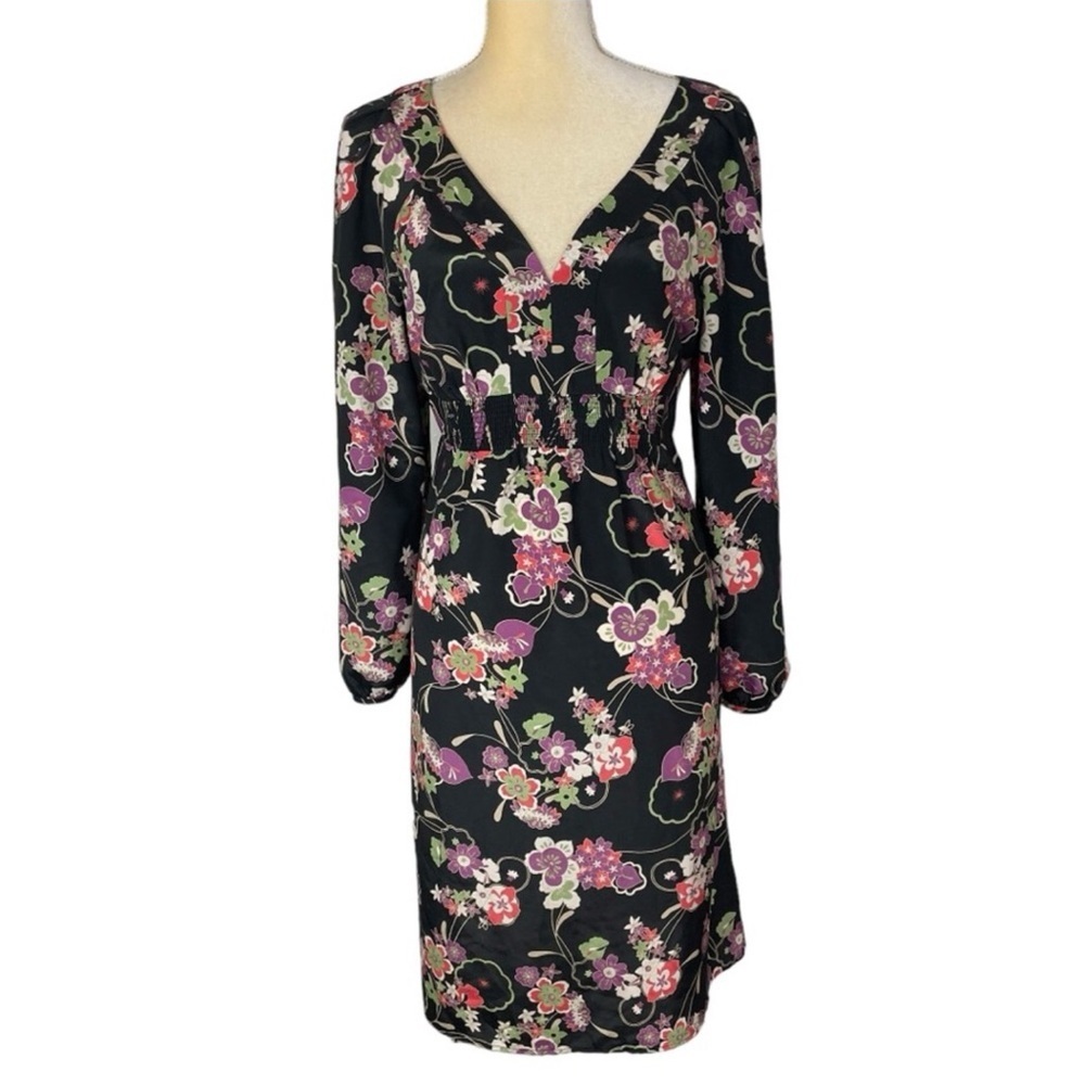 Loft dress with floral print and smocked elastic waist Size 6